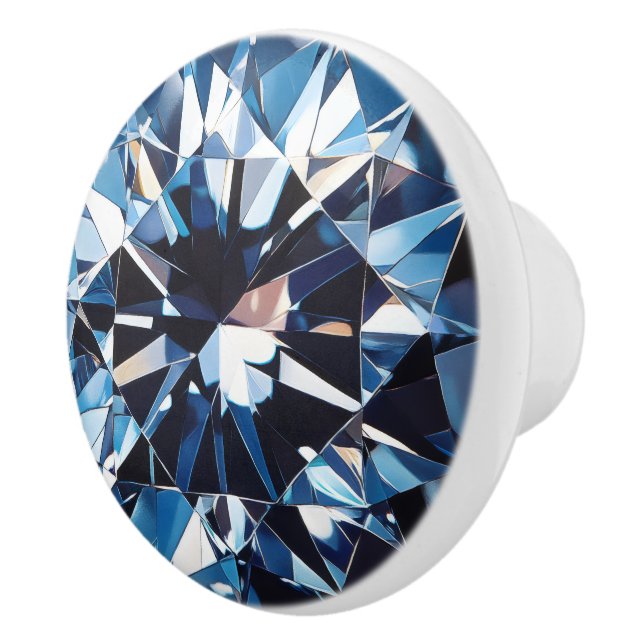 Blue Diamond Crystal Pattern Ceramic Knob (Right)
