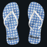 Blue Diamond Crystal Wedding  Jandals<br><div class="desc">These elegant women's flip flops with a cute blue diamond pattern on a white background are super stylish and unique, perfect as wedding flip flops for guests as well as the bride. Not only are these wedding flip flops glamorous, but they’re also comfortable to wear to and from the wedding...</div>