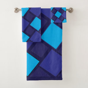 Blue Diamond Geometric  Bath Towel Set