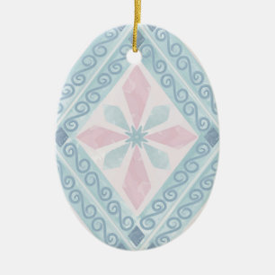 Blue Diamond Geometric Pattern Ceramic Tree Decoration