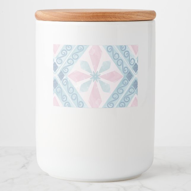 Blue Diamond Geometric Pattern Food Label (Front)