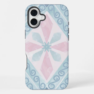 Blue Diamond Geometric Pattern iPhone 16 Plus Case