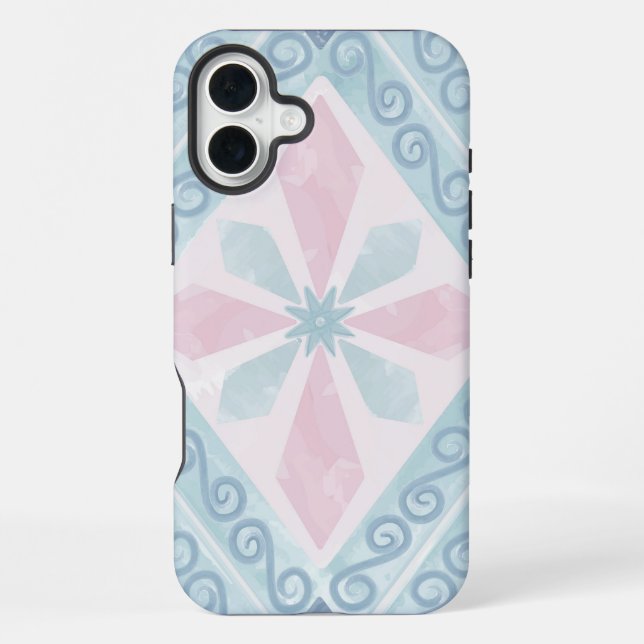 Blue Diamond Geometric Pattern iPhone Case (Back)