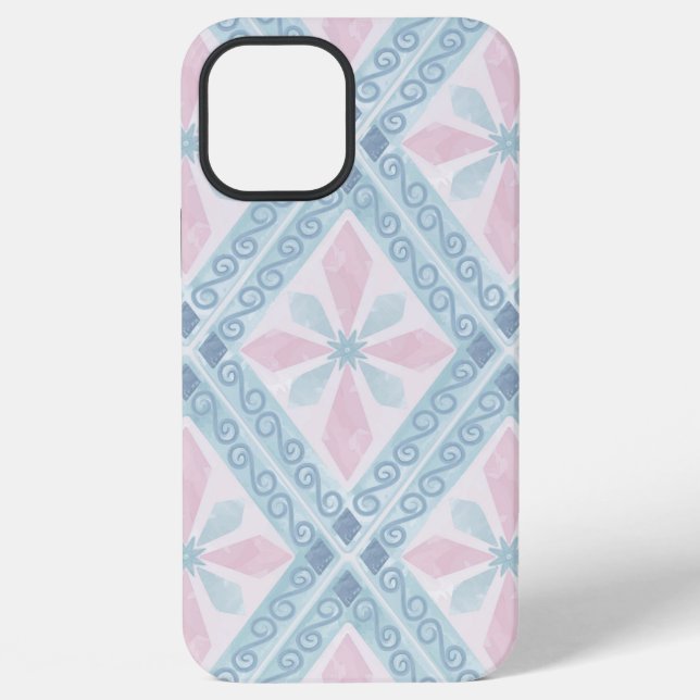 Blue Diamond Geometric Pattern iPhone Case (Back)