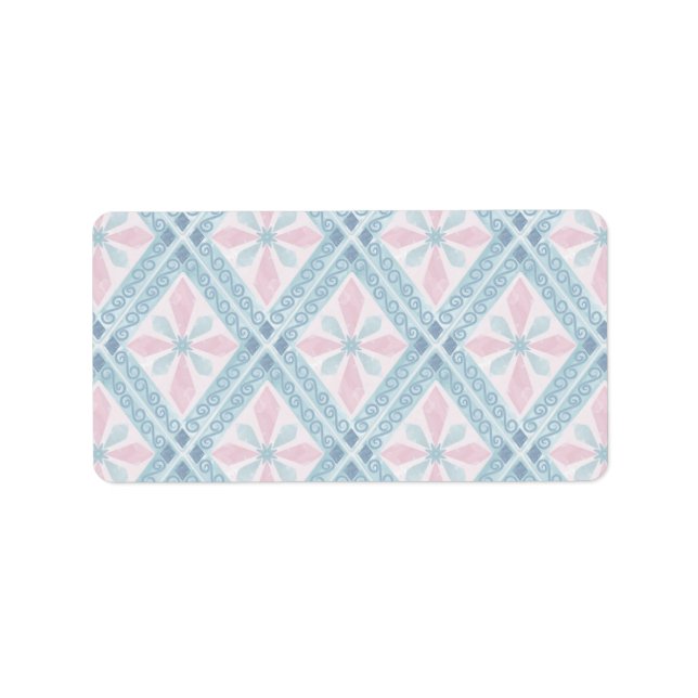 Blue Diamond Geometric Pattern Label (Front)
