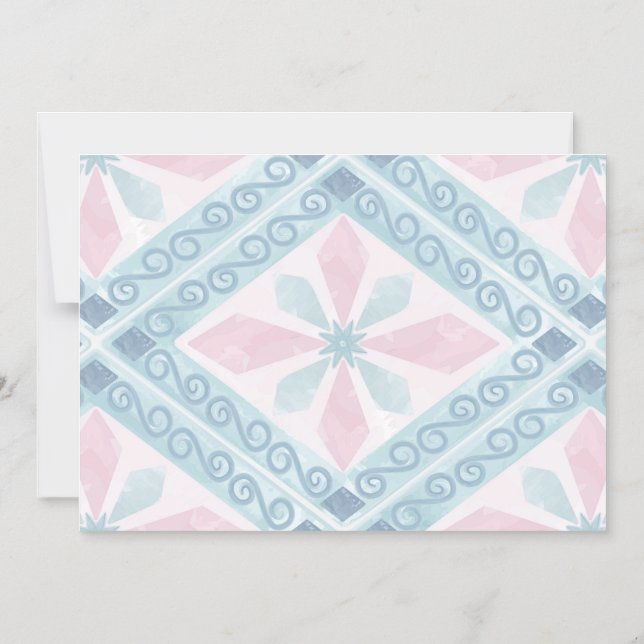 Blue Diamond Geometric Pattern Magnetic Invitation (Front)