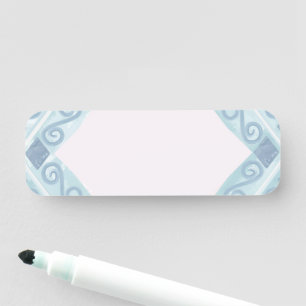 Blue Diamond Geometric Pattern Name Tag
