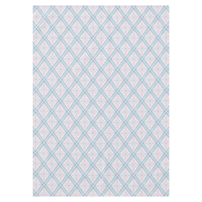 Blue Diamond Geometric Pattern Tablecloth (Front)