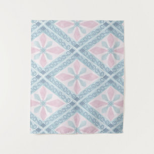 Blue Diamond Geometric Pattern Tapestry