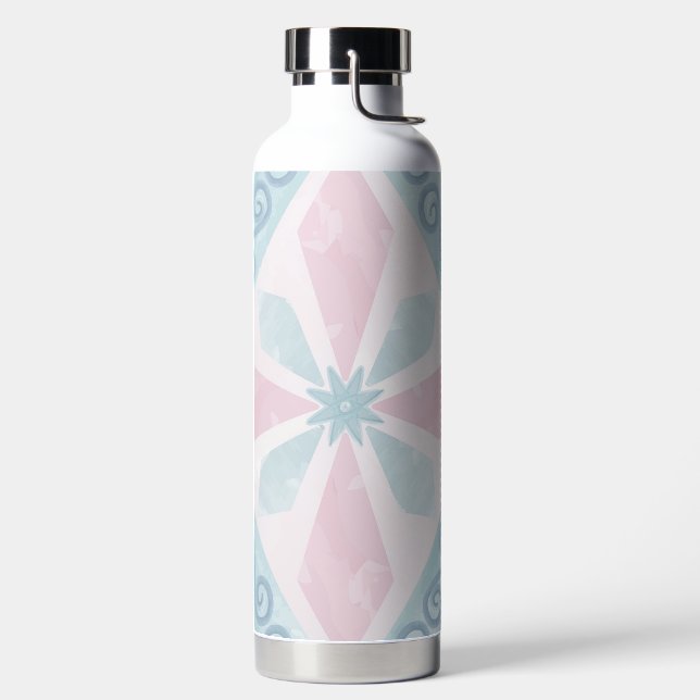 Blue Diamond Geometric Pattern Water Bottle (Left)