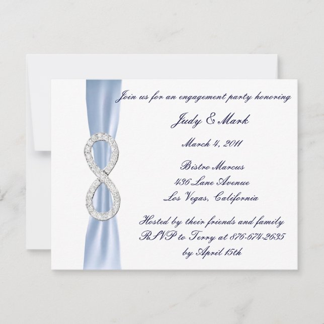 Blue Diamond Infinity Engagement Party Invitation (Front)