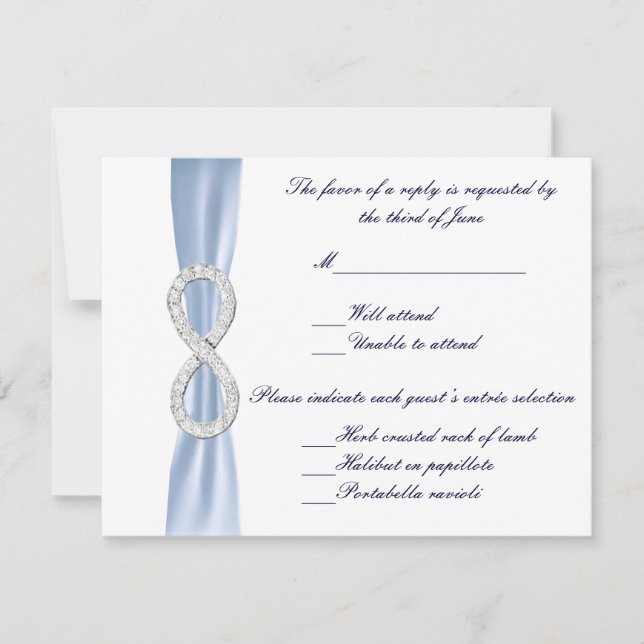 Blue Diamond Infinity Wedding Response Card (Front)
