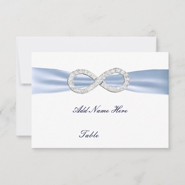 Blue Diamond Infinity Wedding Table Place Card (Front)