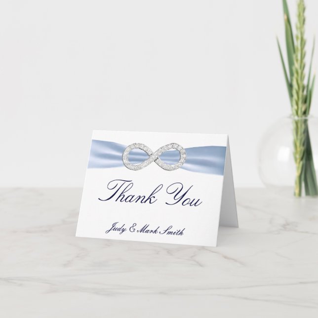 Blue Diamond Infinity Wedding Thank You Card (Front)