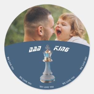 Blue Diamond Metallic King Chess Fathers Day  Classic Round Sticker