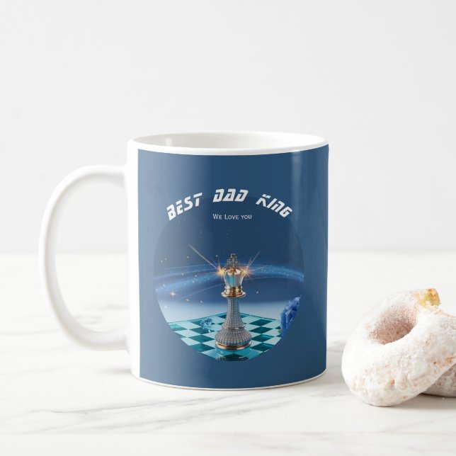 Blue Diamond Metallic King Chess Fathers Day  Coffee Mug (With Donut)
