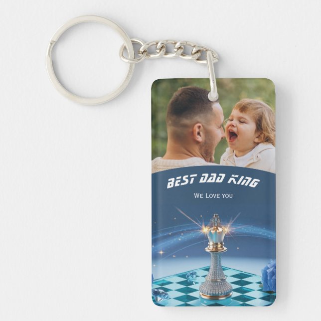 Blue Diamond Metallic King Chess Fathers Day  Key Ring (Front)