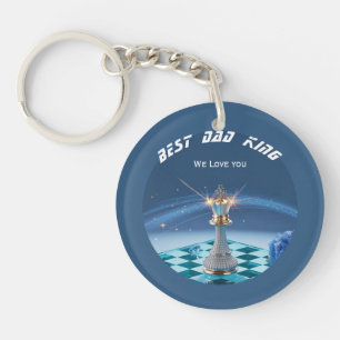 Blue Diamond Metallic King Chess Fathers Day Key Ring