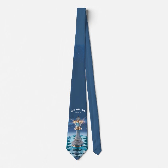 Blue Diamond Metallic King Chess Fathers Day  Tie (Front)