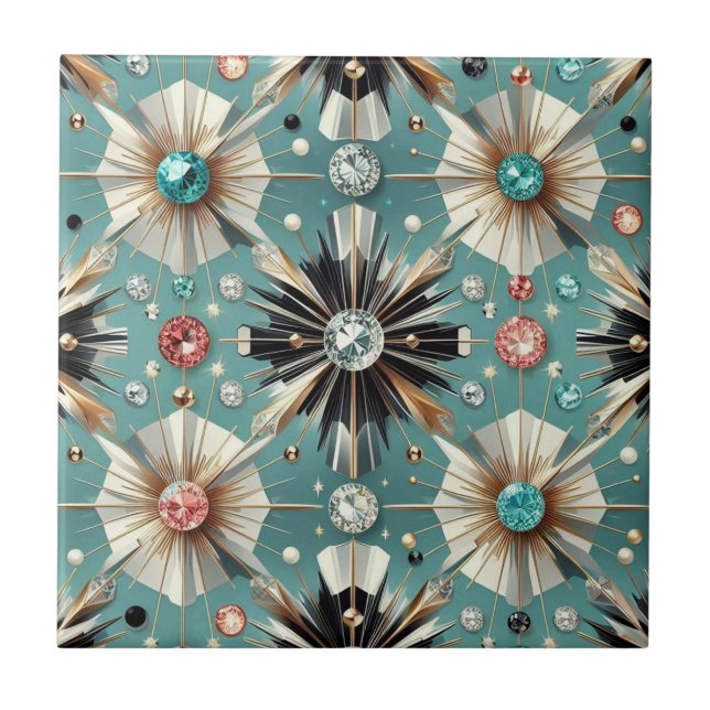 Blue Diamond Mid Century Modern  Tile (Front)