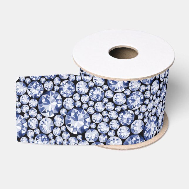 Blue diamond pattern grosgrain ribbon (Spool)