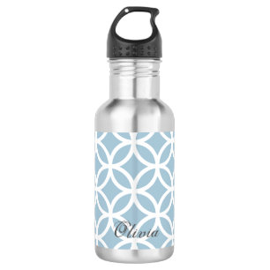 Blue Diamond Pattern Personalised 532 Ml Water Bottle