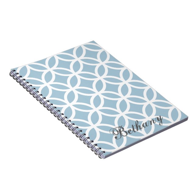 Blue Diamond Pattern Personalised Notebook (Right Side)