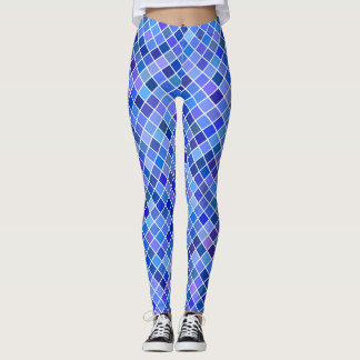 Blue diamond pattern women leggings