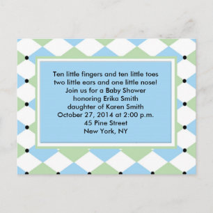 Blue Diamond Plaid Invitation