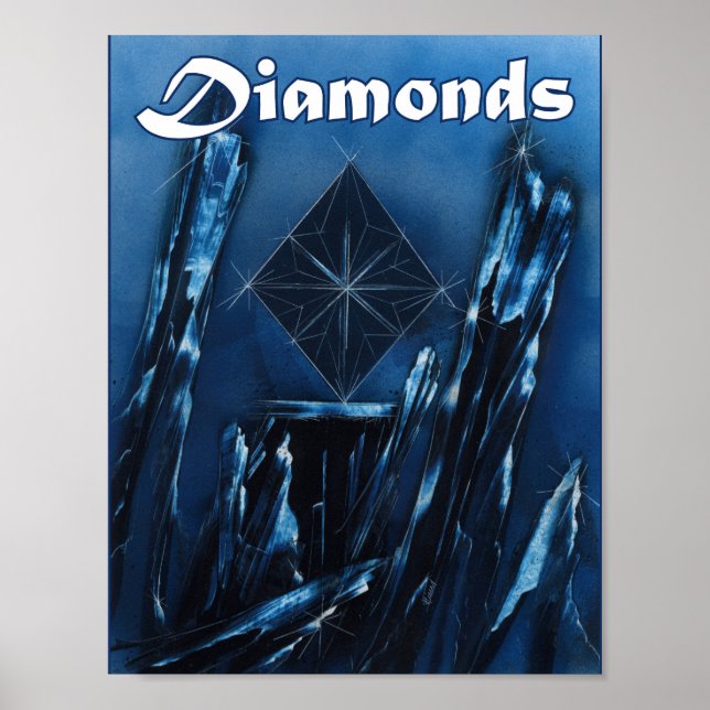 Blue Diamond Playing Card Suit Poster (Front)