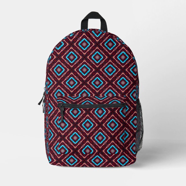 Blue Diamond Printed Backpack (Front)
