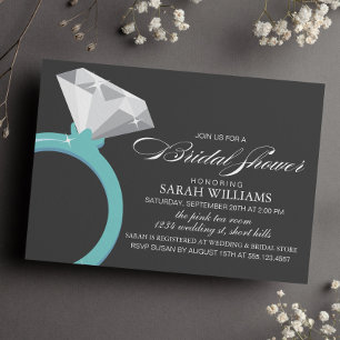Blue Diamond Ring Bridal Shower Invitation