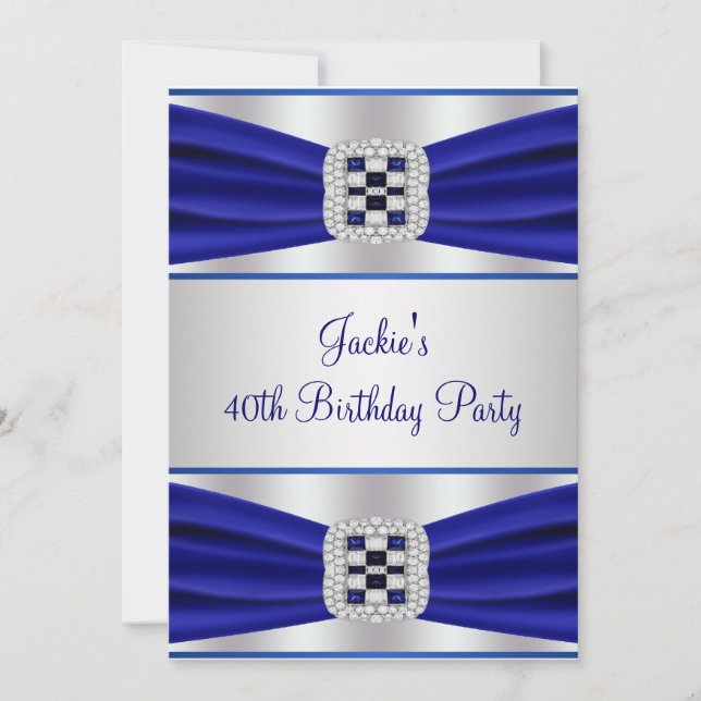 Blue Diamond Sapphire 40th Birthday Invitation (Front)