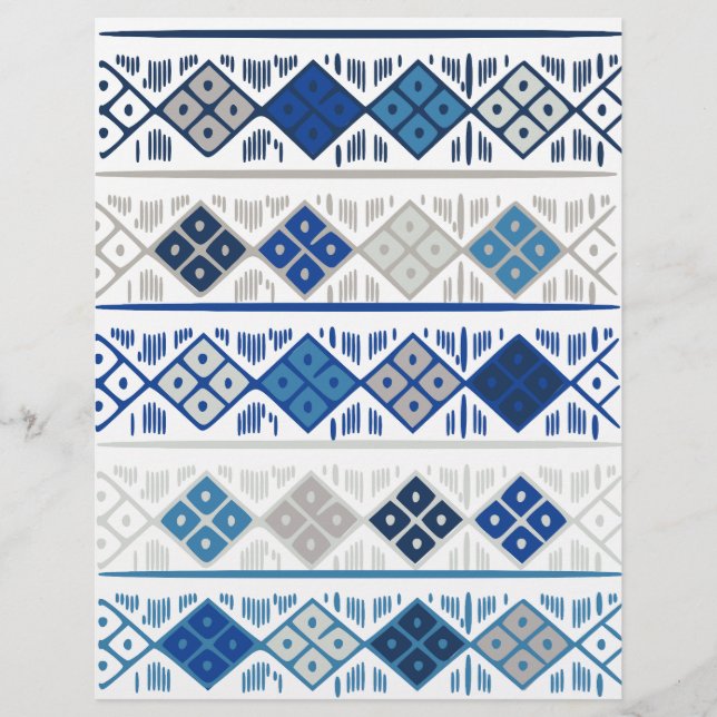 Blue Diamond Shape Design Scrapbook Paper: (Front)