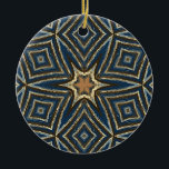 Blue Diamond Star Ceramic Tree Decoration<br><div class="desc">Geometric pattern in blue and gold-tones are classic look with any decor. See more items with this design.</div>
