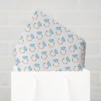 Blue Diamond Wedding Rings Pattern Tissue Paper