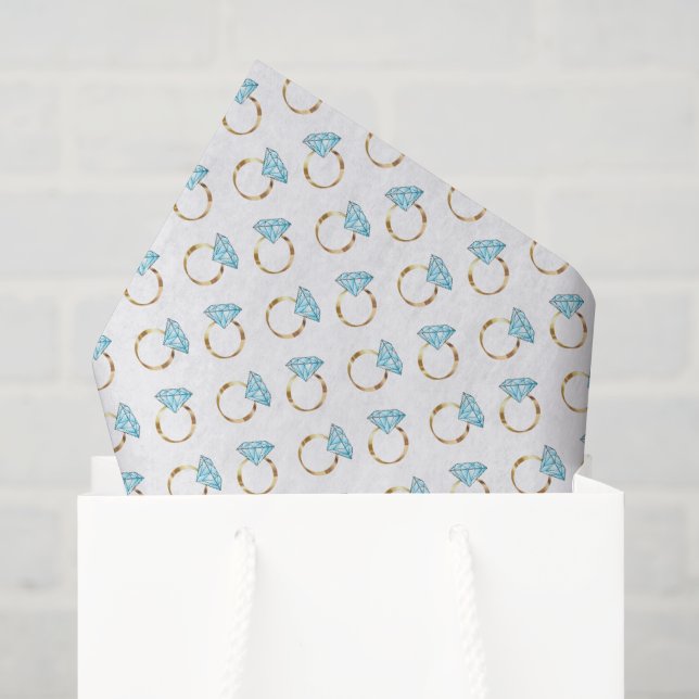 Blue Diamond Wedding Rings Pattern Tissue Paper (Gift Bag)