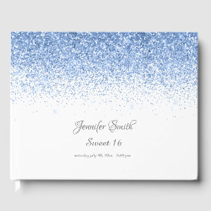 Blue Diamonds Glitter Sweet Sixteen Guest Book