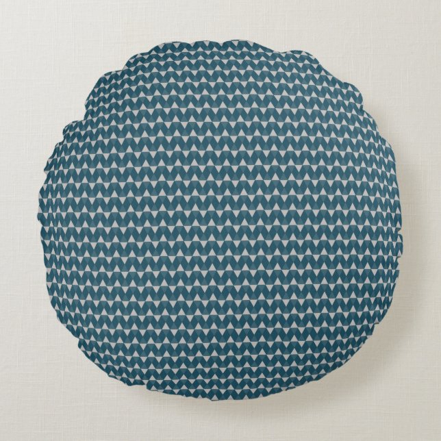 Blue diamonds pattern round cushion (Front)