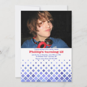 Blue Diamonds Photo Invitation