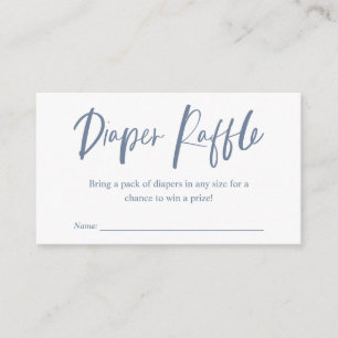 Blue Diaper Raffle Calligraphy Neutral Baby Shower Enclosure Card