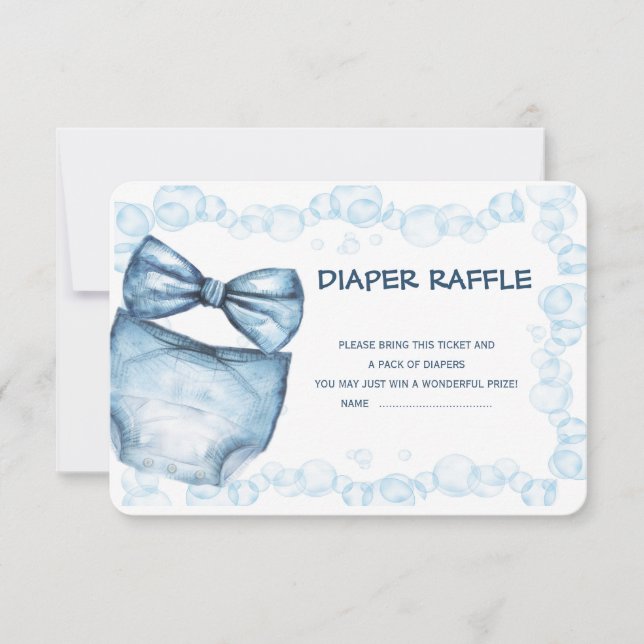 Blue Diaper Raffle Ticket for Baby Shower Games (Front)