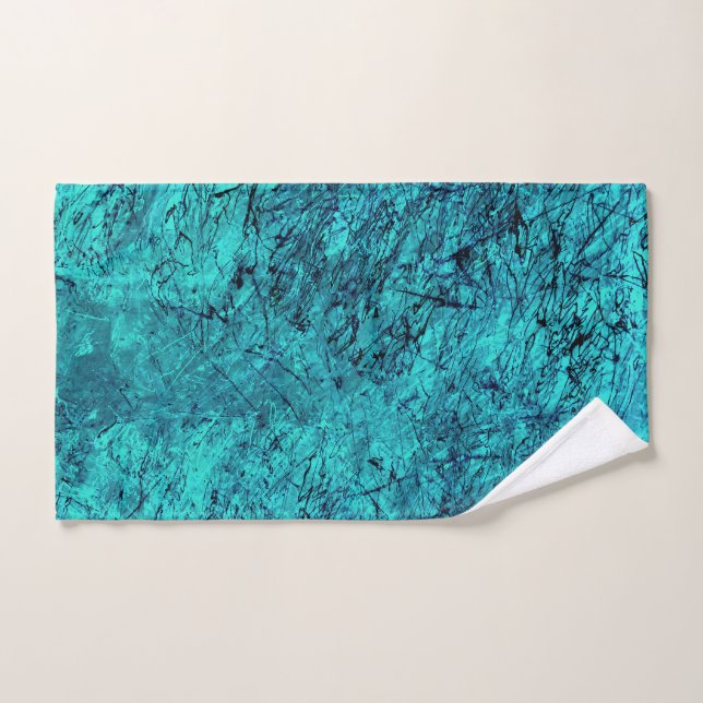 Blue digital art with many mixed/labyrinthic lines hand towel (Hand Towel)