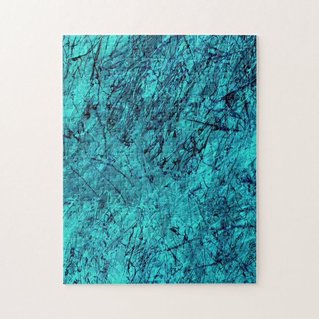 Blue digital art with many mixed/labyrinthic lines jigsaw puzzle (Vertical)