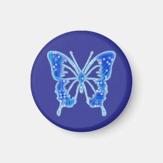 Blue Digital Butterfly, customise background  Magnet