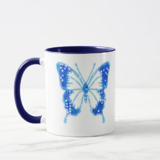 Blue Digital Butterfly, customise background  Mug