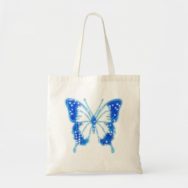 Blue Digital Butterfly, customise background  Tote Bag (Front)
