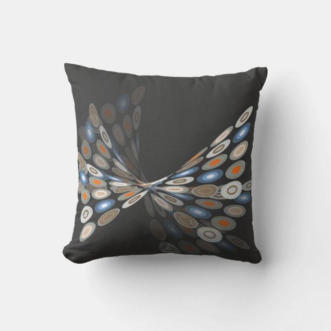 Blue Digital Butterfly Graphics Art Pillow Cushion (Front)