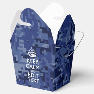 Blue digital camo KEEP CALM AND Edit Text Favour Box