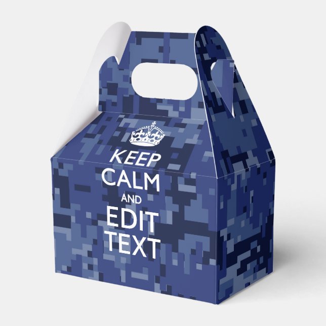 Blue digital camo KEEP CALM AND Edit Text Favour Box (Front Side)